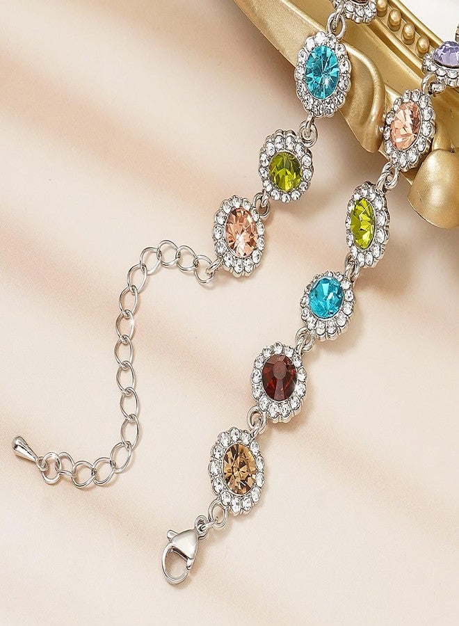 Wovanoo Crystal Choker Necklace Sparkly Rhinestone Chokers Gold Colorful Necklaces for Women Colorful Silver - Image 5
